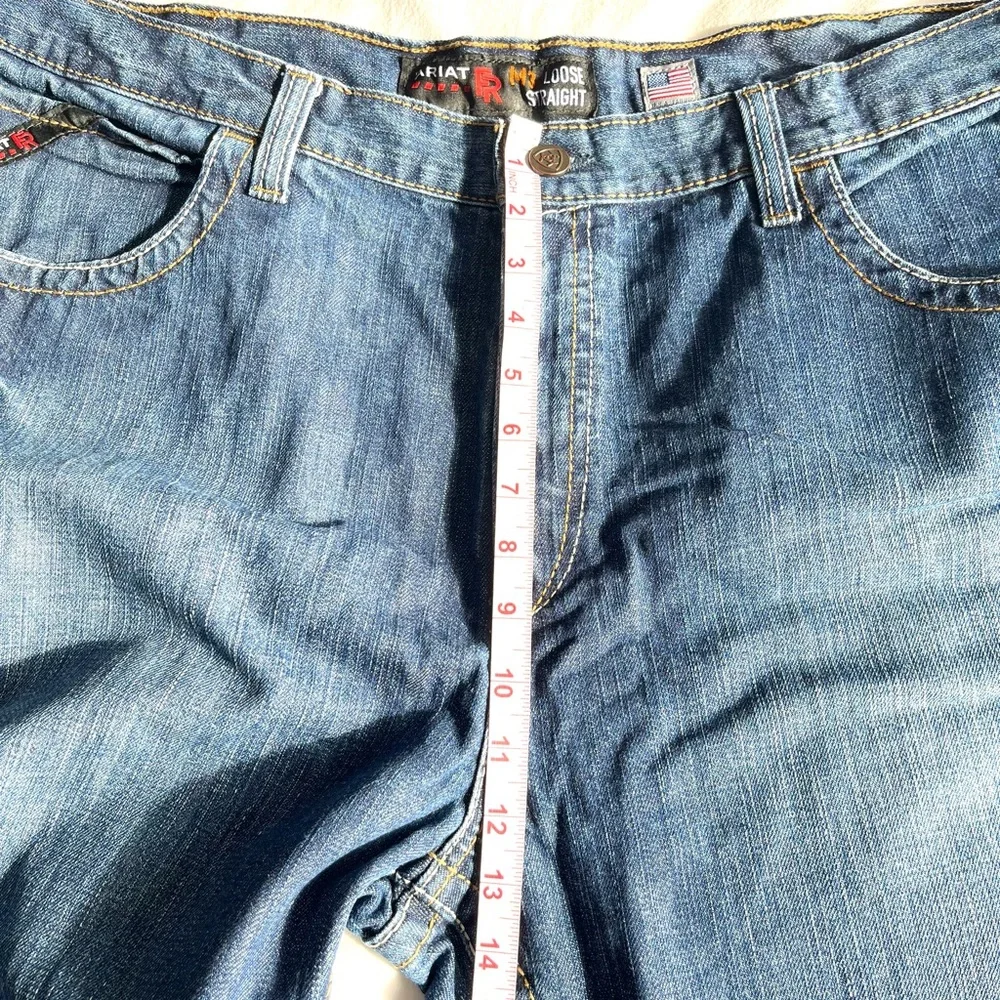 Ariat FR M3 Loose Straight Leg Jeans Men’s 42x32 Blue Frame Resistant Work - Picture 10 of 16